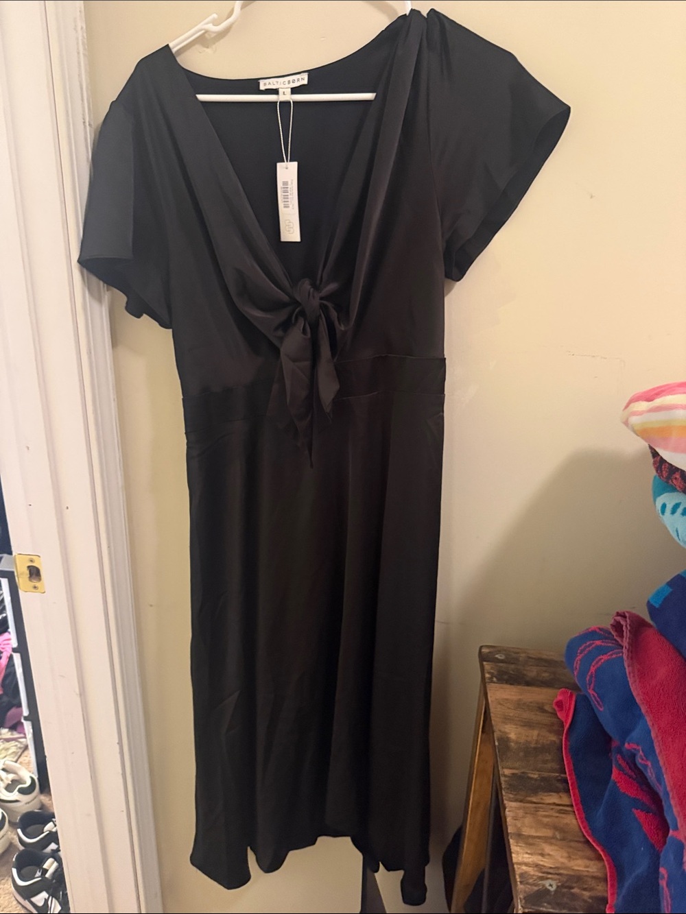 Black Tie-Front Midi Dress by Baltic born
